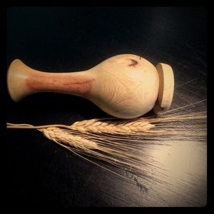 Vintage style wood vase small 5.5" home decor